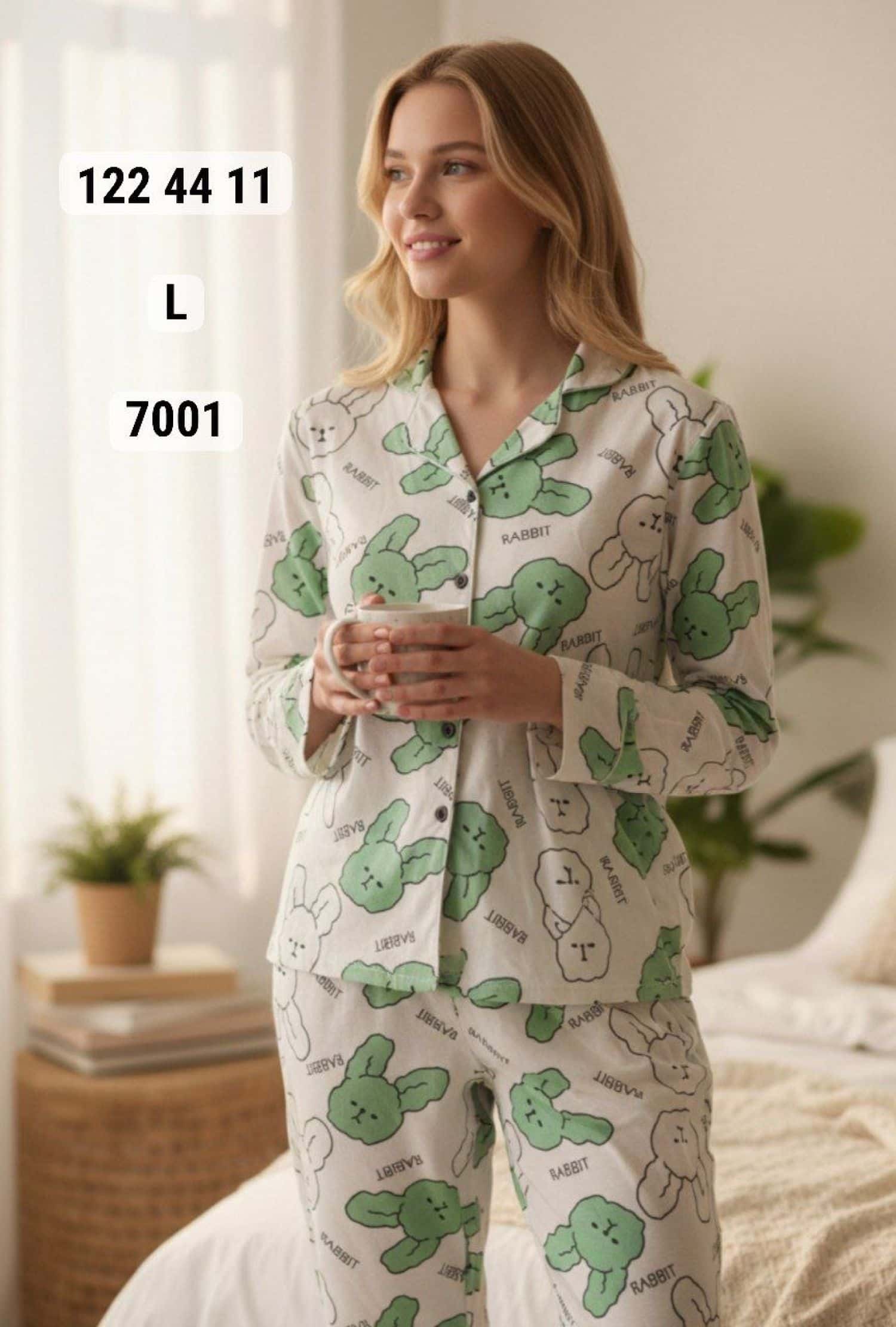 بيجامة كم زرار PS-7001 7