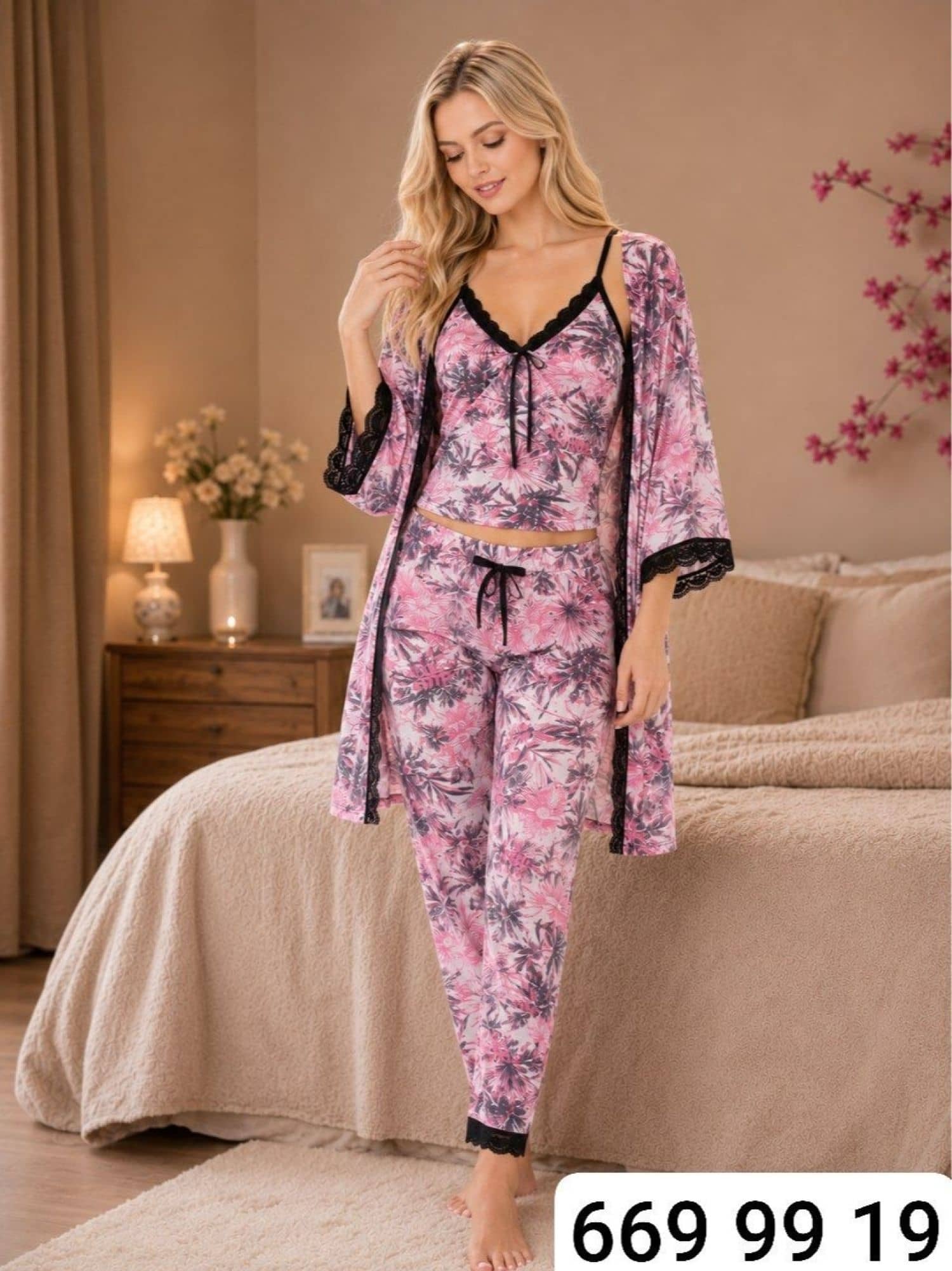 بيجامة 3 قطع كيمون F-8039