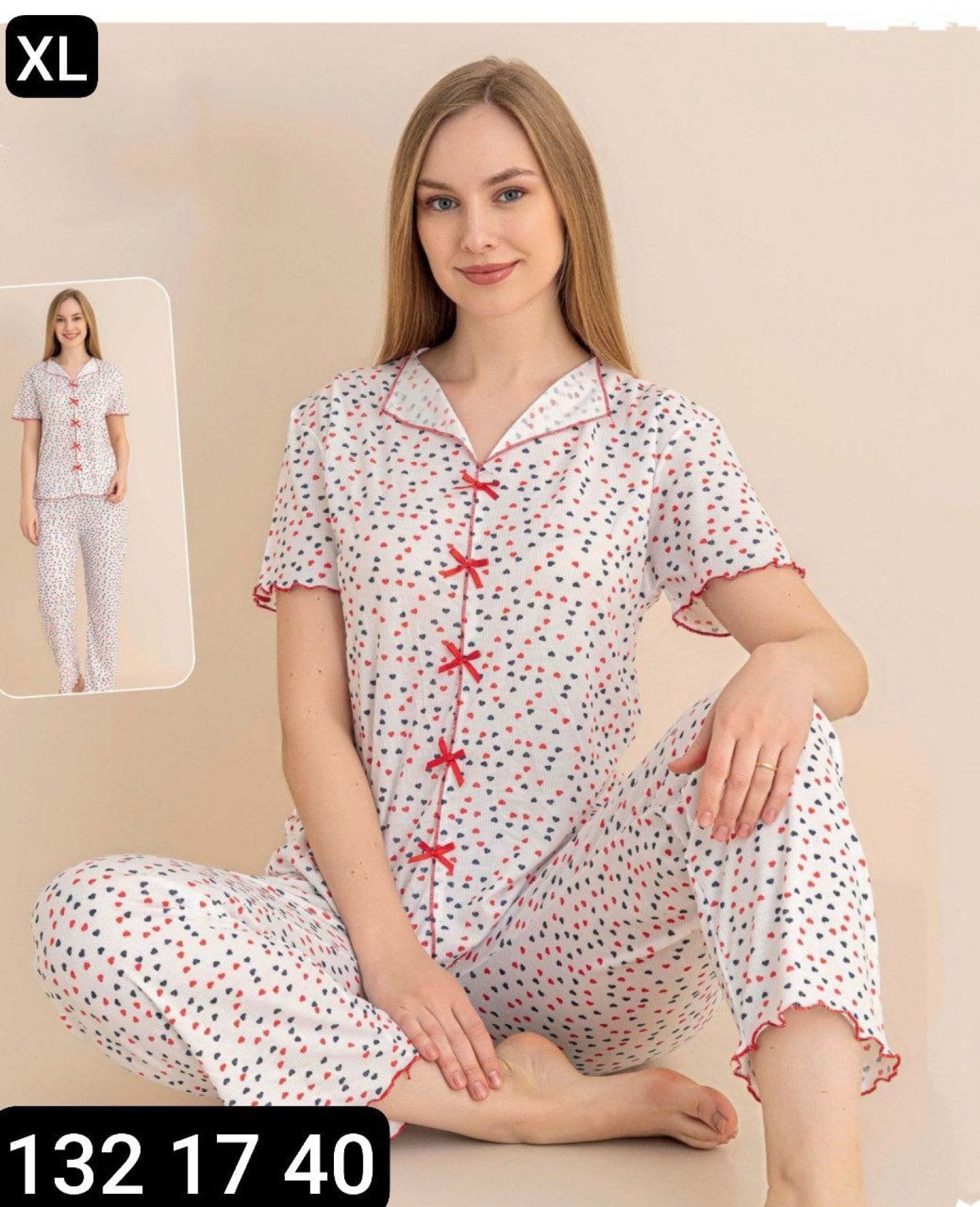بيجامة نص كم بكلة M-5019
