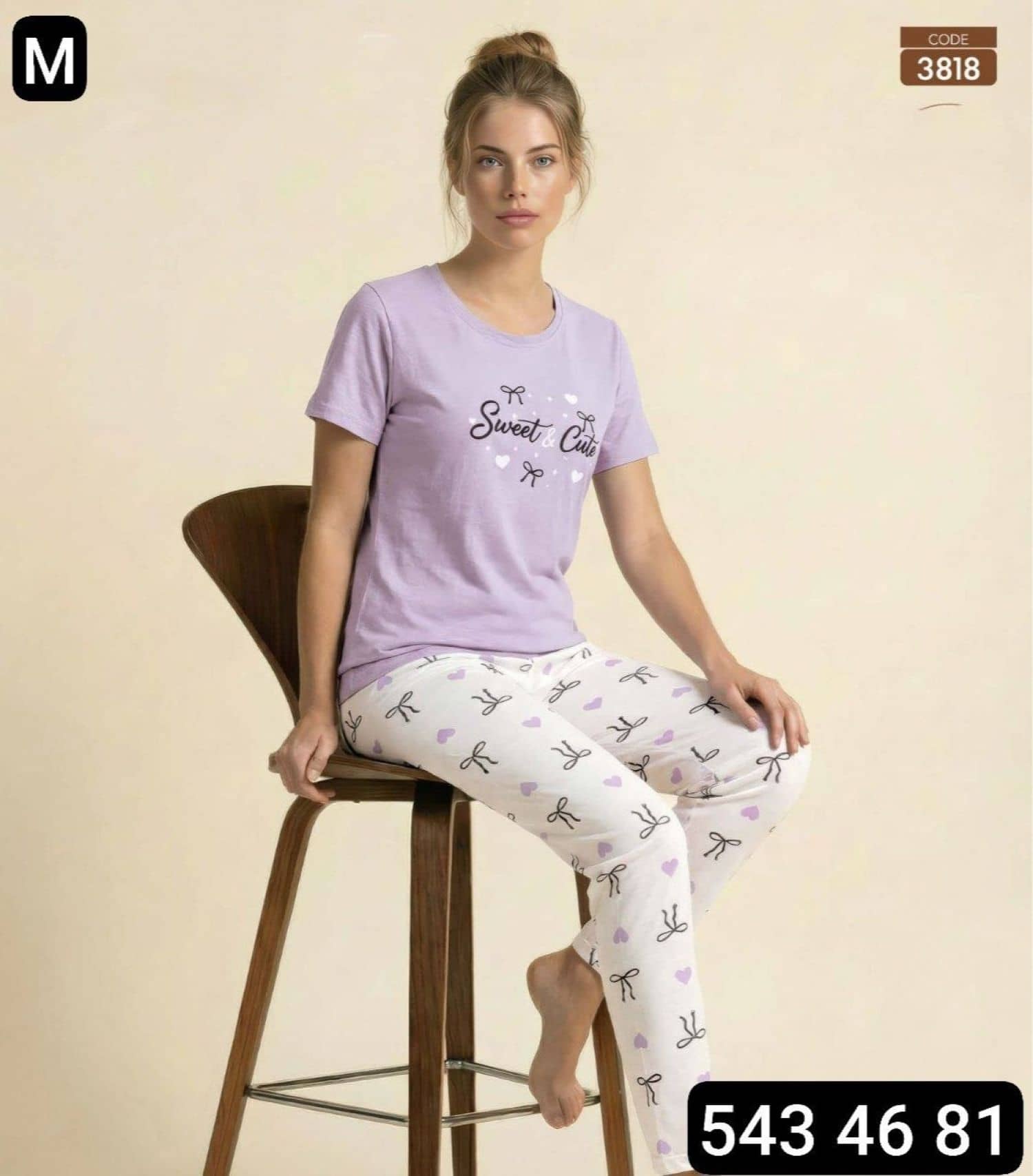 بيجامة نص كم PI-3818